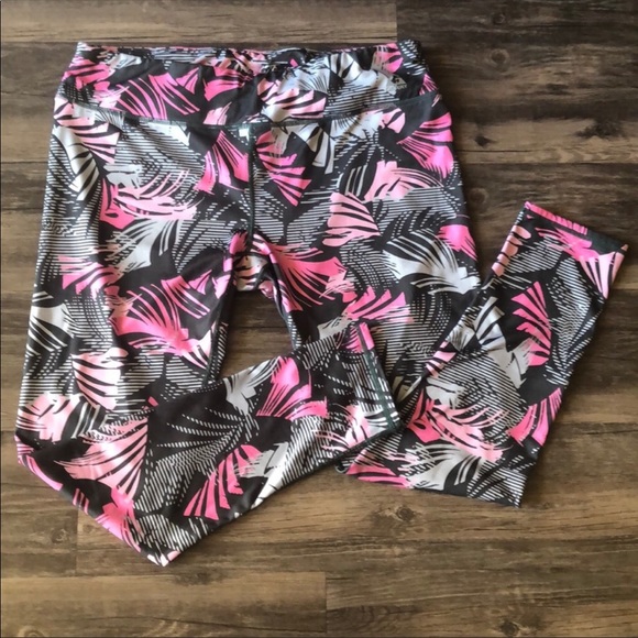 Gerry Weber Pants - Gerry ’s Pink Gray Palm Print Leggings size XL
